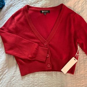 New With Tags YeMak cropped red cardigan